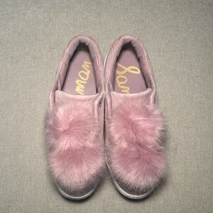Sam Edelman Pink Faux Fur Pom Pom Sneakers